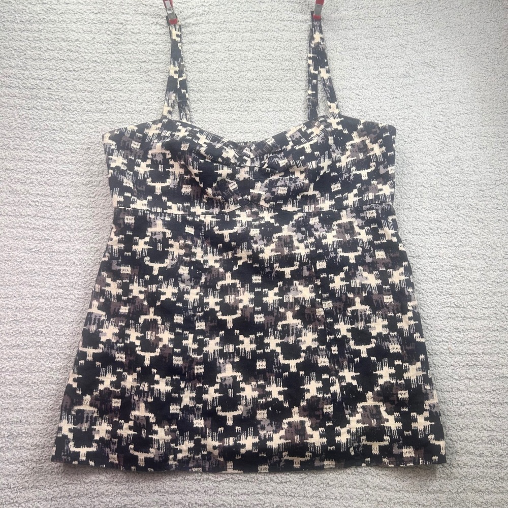 Patagonia Cami Top Hemp Organic Cotton Ikat Black Cream Size 8 Boho Sustainable
